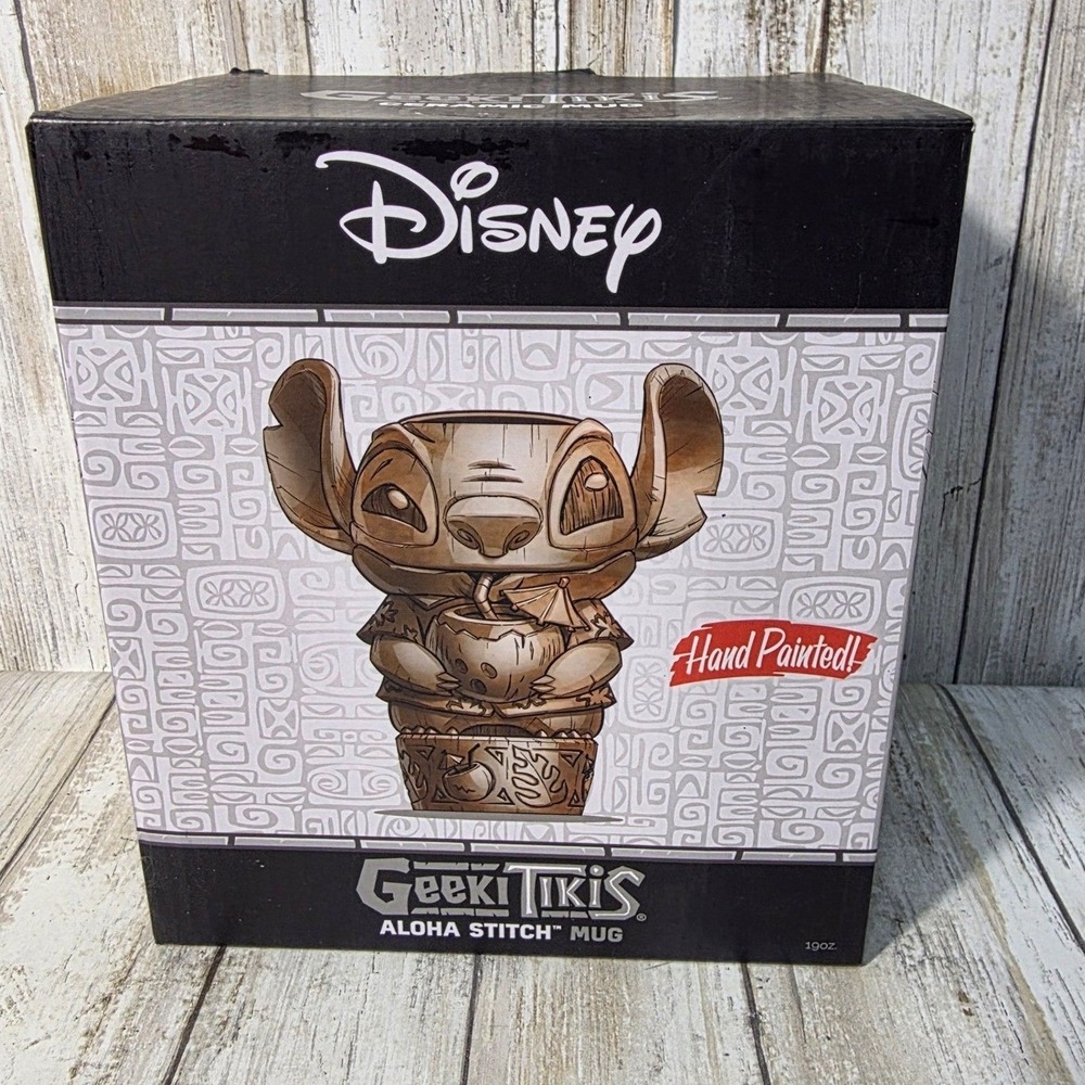 Disney Geeki Tikis Aloha Stitch Ceramic Mug  Brown Hand Painted Lilo/ Stitch - Picture 5 of 6